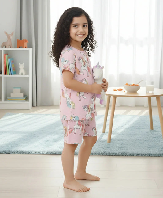 UNICORN STAR SLEEPWEAR SHORT SET - PINK - Anthrilo