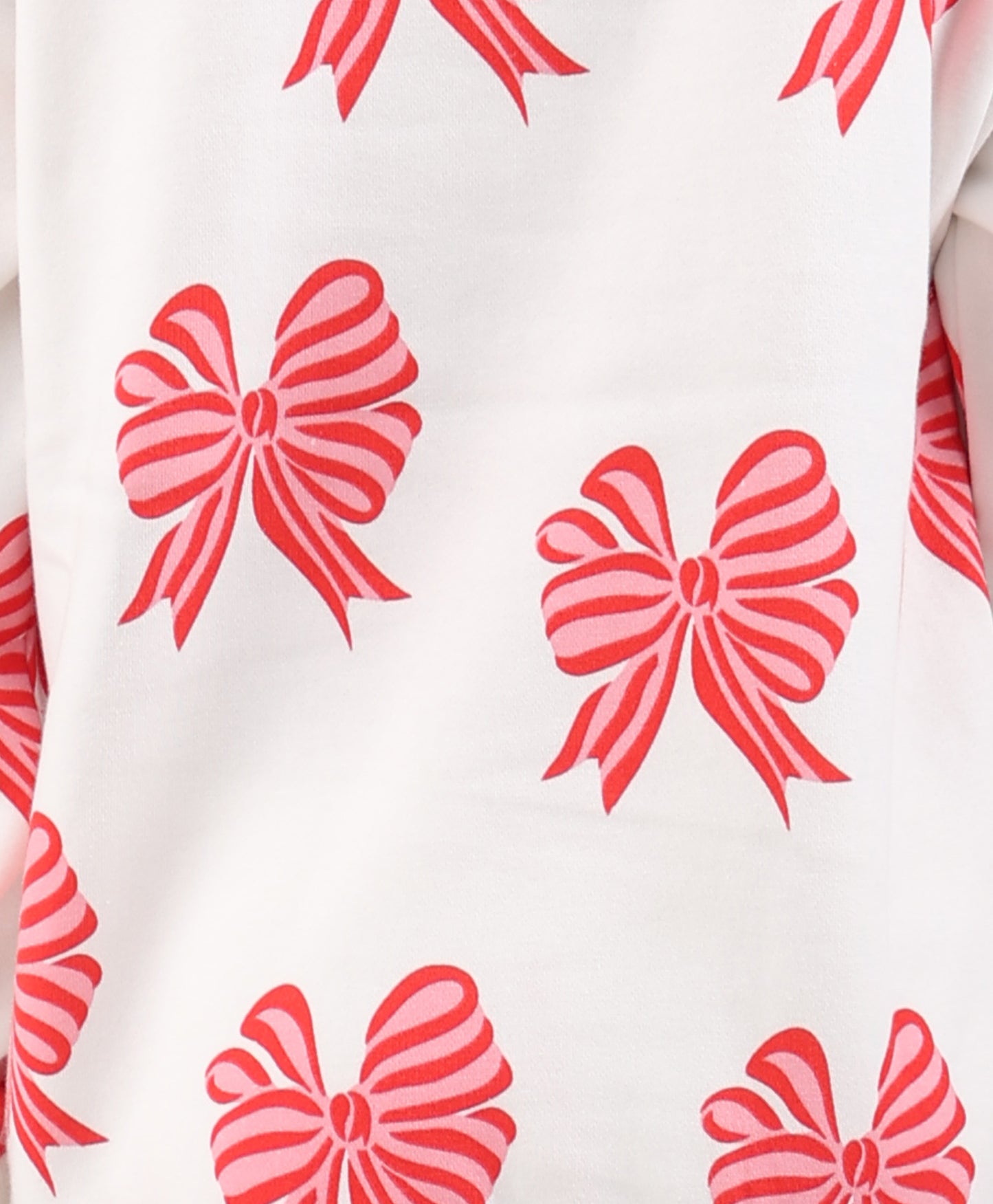 PINK BOW FLEECE GIRLS SWEATSHIRT - OFF WHITE