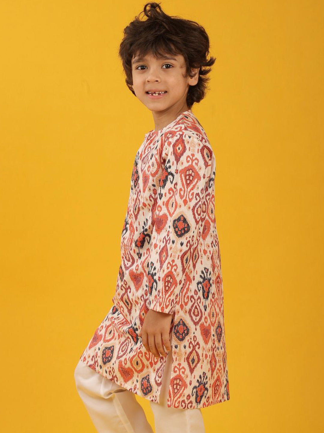 MULTICOLOR FLORAL PRINT PURE COTTON KURTA - WHITE