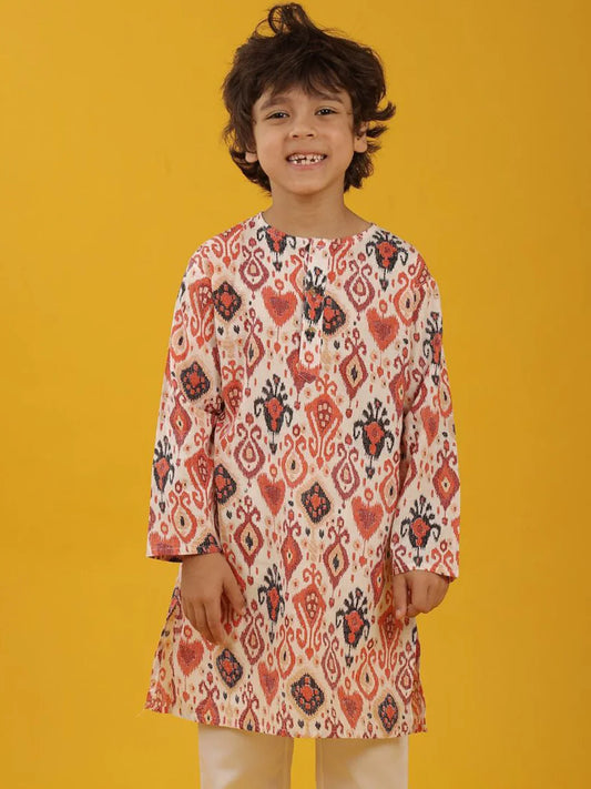 MULTICOLOR FLORAL PRINT PURE COTTON KURTA - WHITE