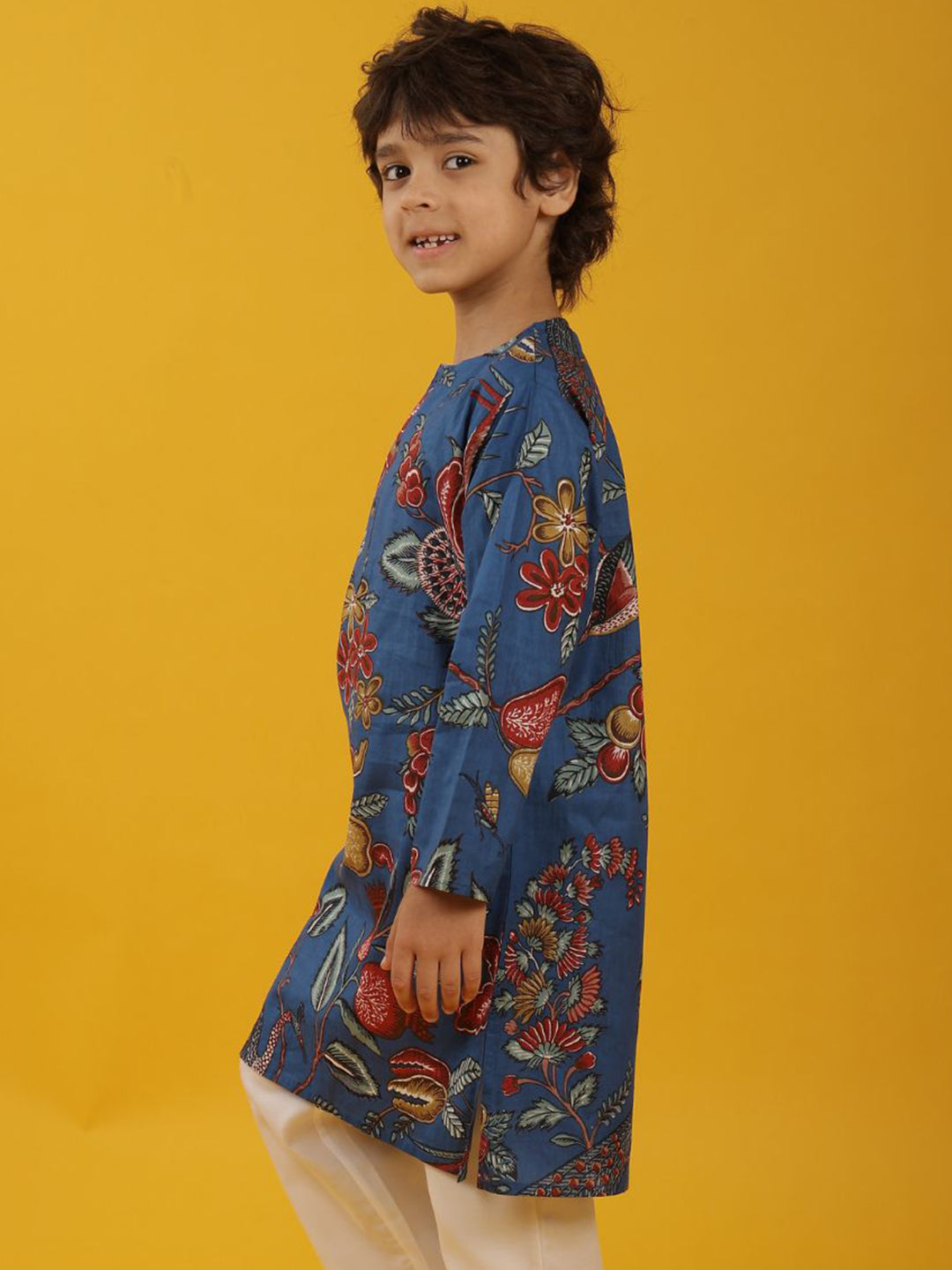FESTIVE BLUE PRINT PURE COTTON KURTA - BLUE