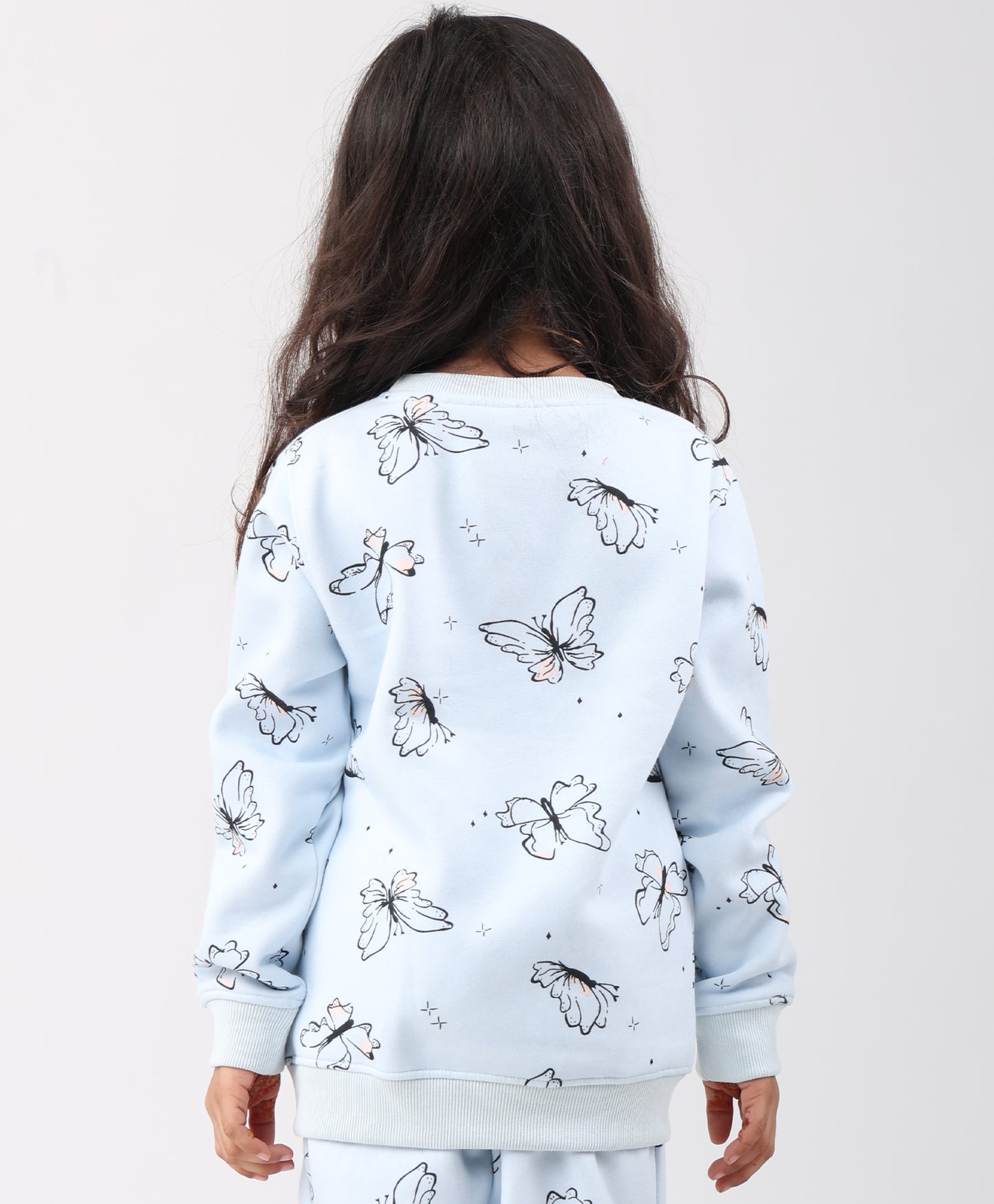 BLUE BUTTERFLY FLEECE GIRLS SWEATSHIRT - BLUE