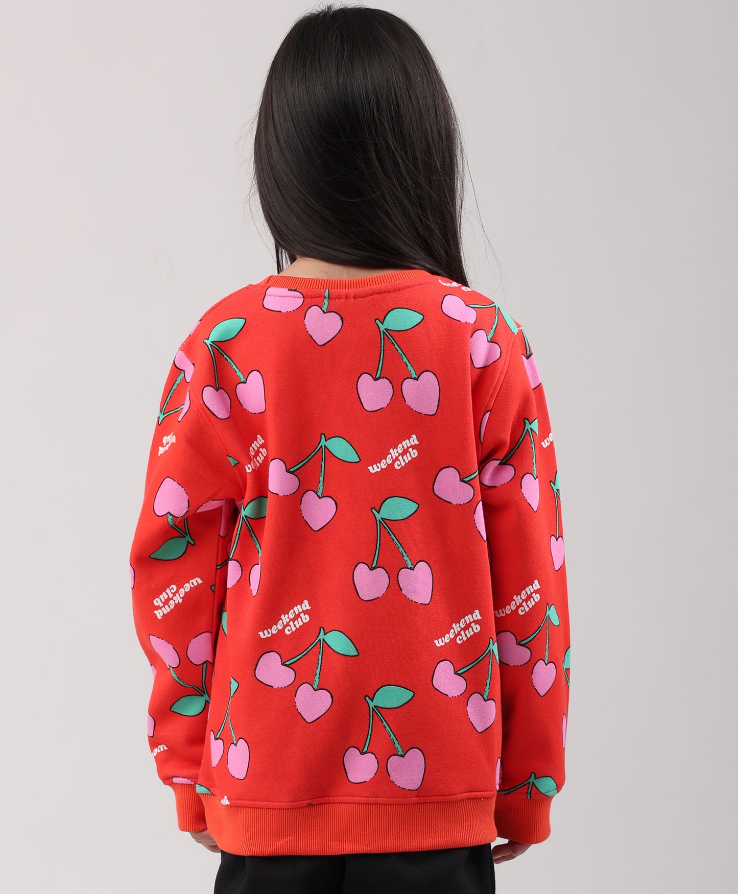 CHERRY RED FLEECE GIRLS SWEATSHIRT - RED