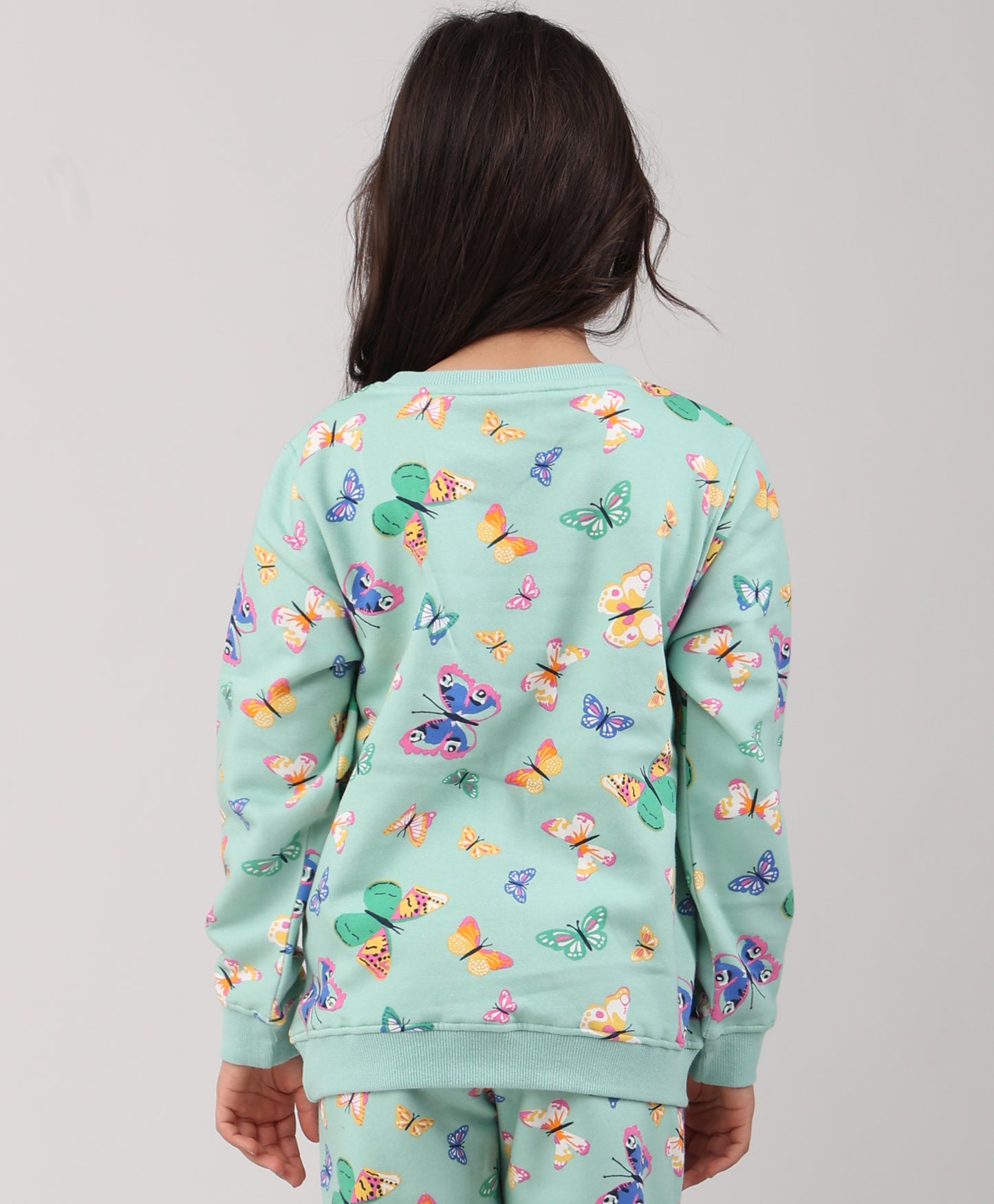 BUTTERFLY GREEN FLEECE GIRLS SWEATSHIRT - GREEN