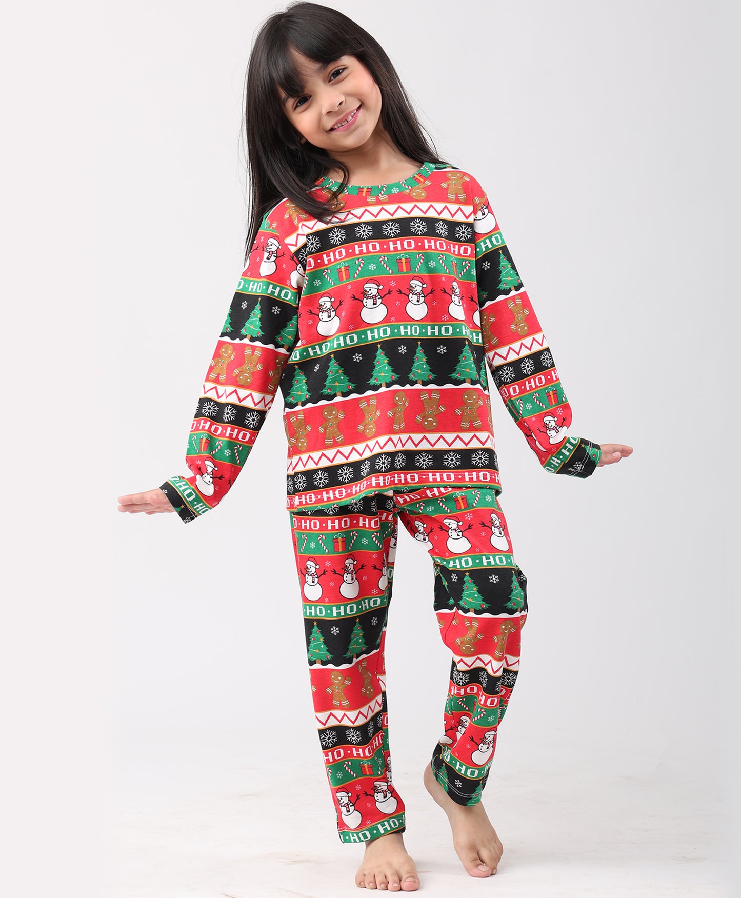 CHRISTMAS RED GIRLS LONG SLEEVE PYJAMA SET - RED