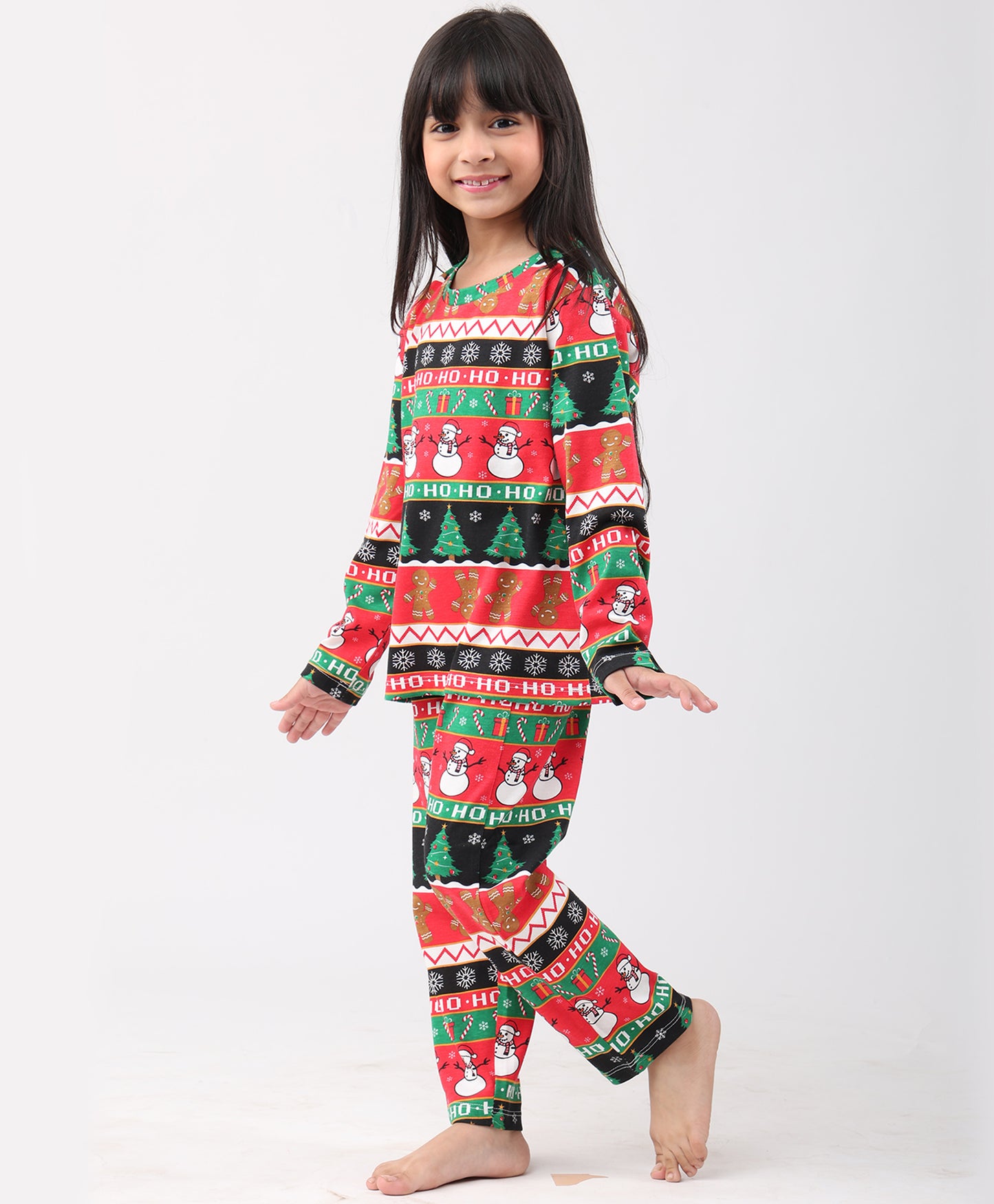 CHRISTMAS RED GIRLS LONG SLEEVE PYJAMA SET - RED