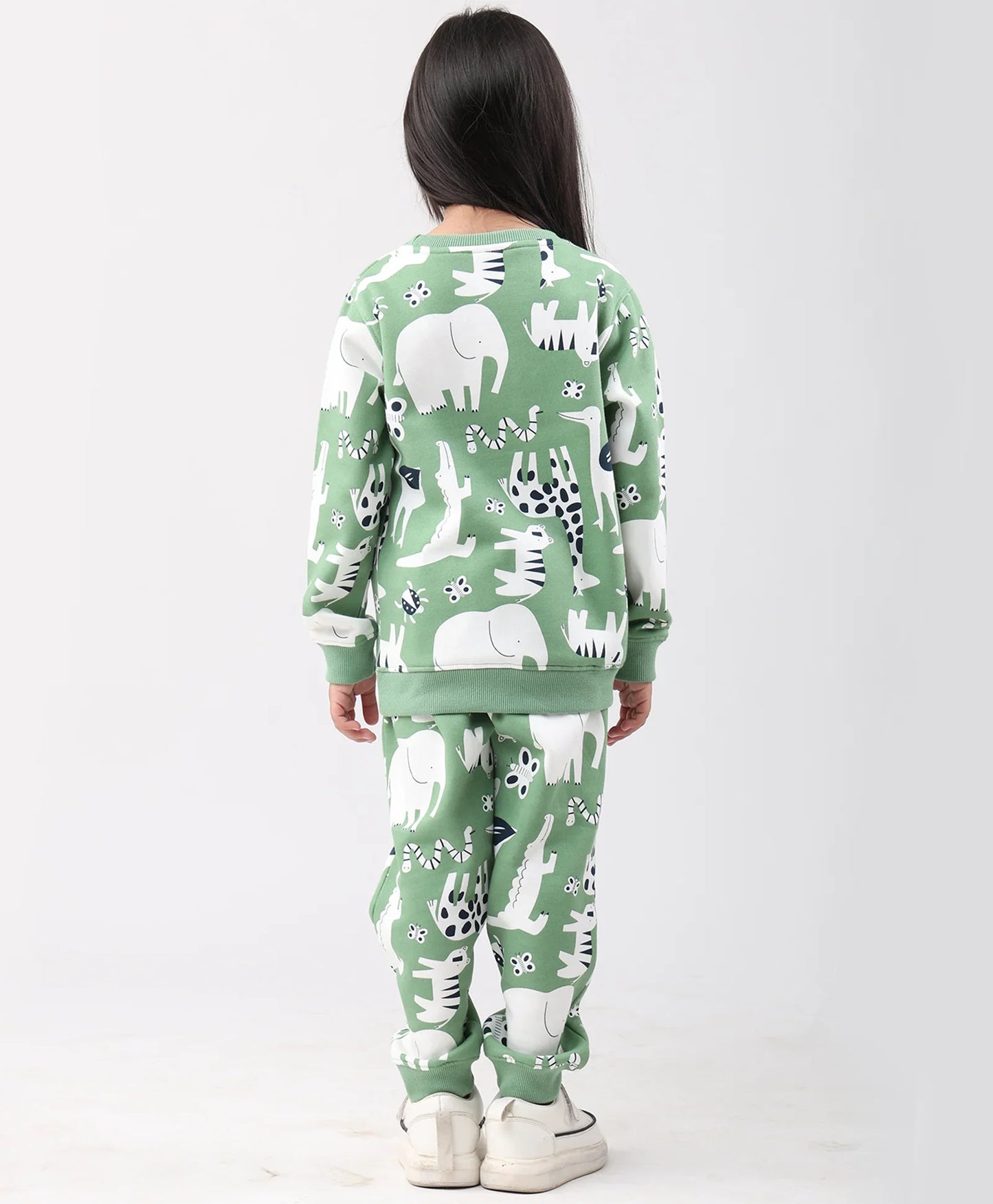 ANIMAL GREEN FLEECE GIRLS SWEATSHIRT JOGGER SET - GREEN