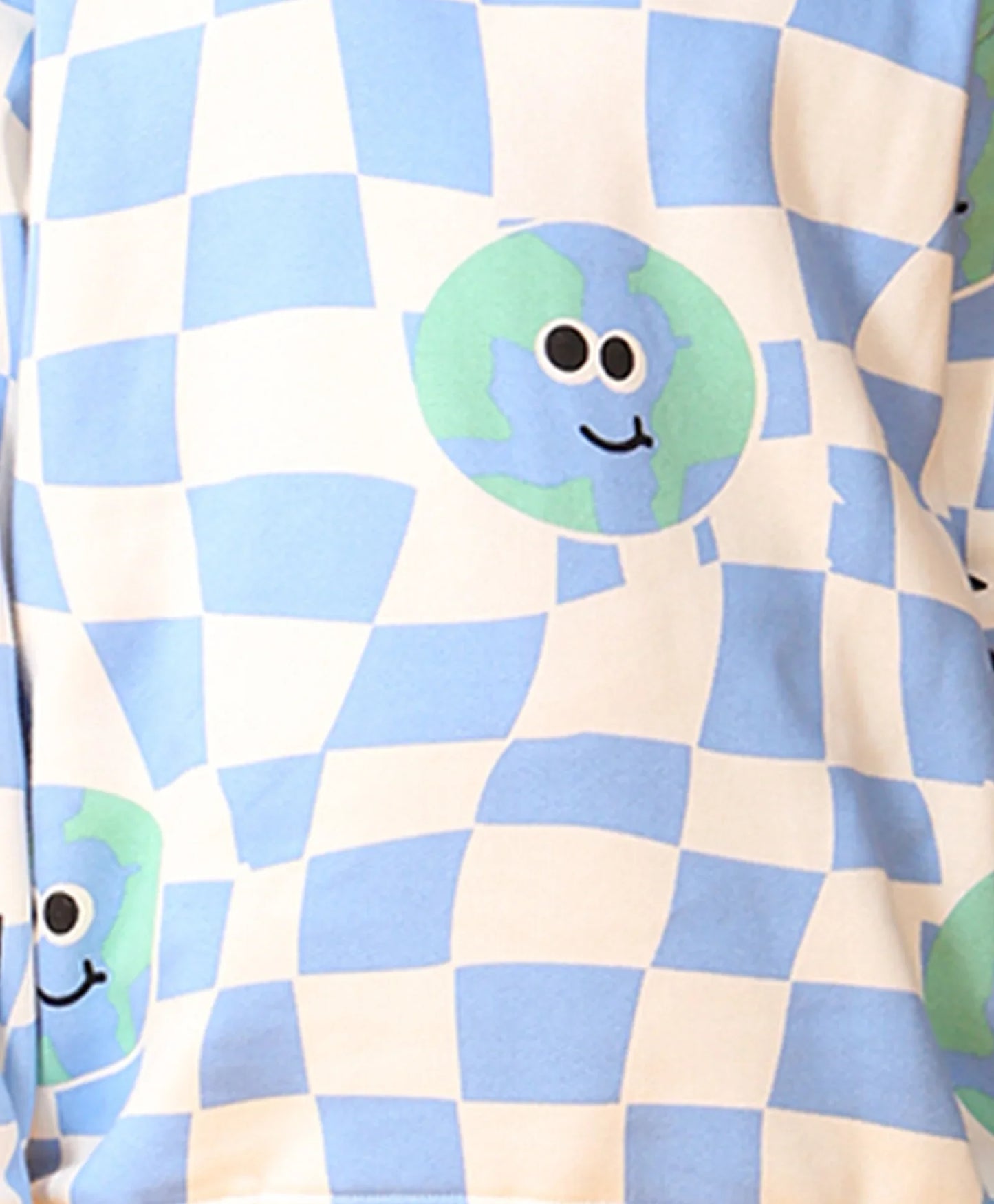 GLOBE CHECK GIRLS FLEECE HOODIE BLACK JOGGER SET - BLUE/BLACK