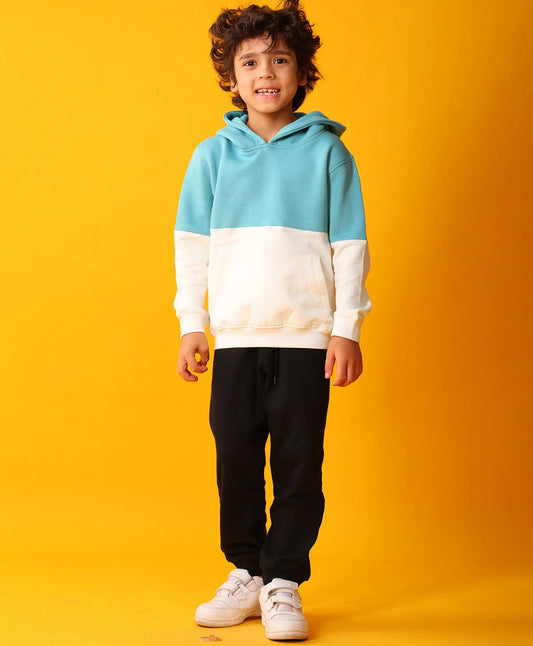 OIL GREEN WHITE COLOR BLOCK HOODIE BLACK JOGGER SET - OIL GREEN/BLACK