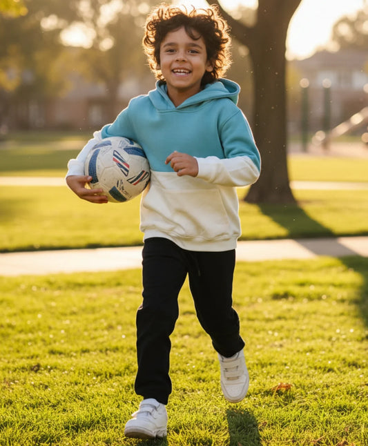 OIL GREEN WHITE COLOR BLOCK HOODIE BLACK JOGGER SET - OIL GREEN/BLACK