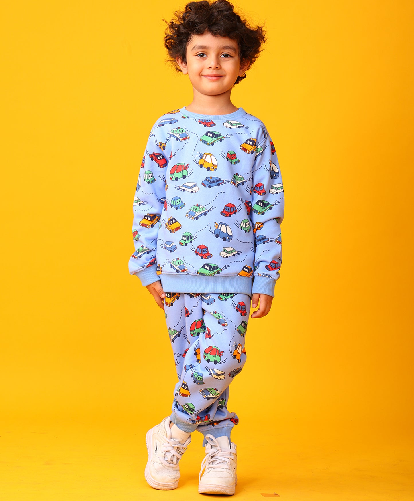 CARS BOYS FLEECE SWEATSHIRT JOGGER SET - BLUE