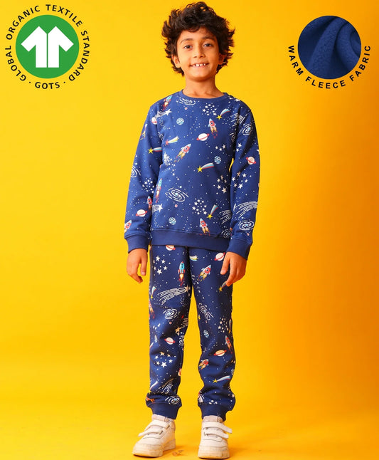 SOLAR DREAMS FLEECE SWEATSHIRT JOGGER SET - NAVY