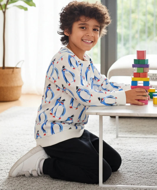 PENGUIN BLACK FLEECE SWEATSHIRT JOGGER SET - WHITE/BLACK