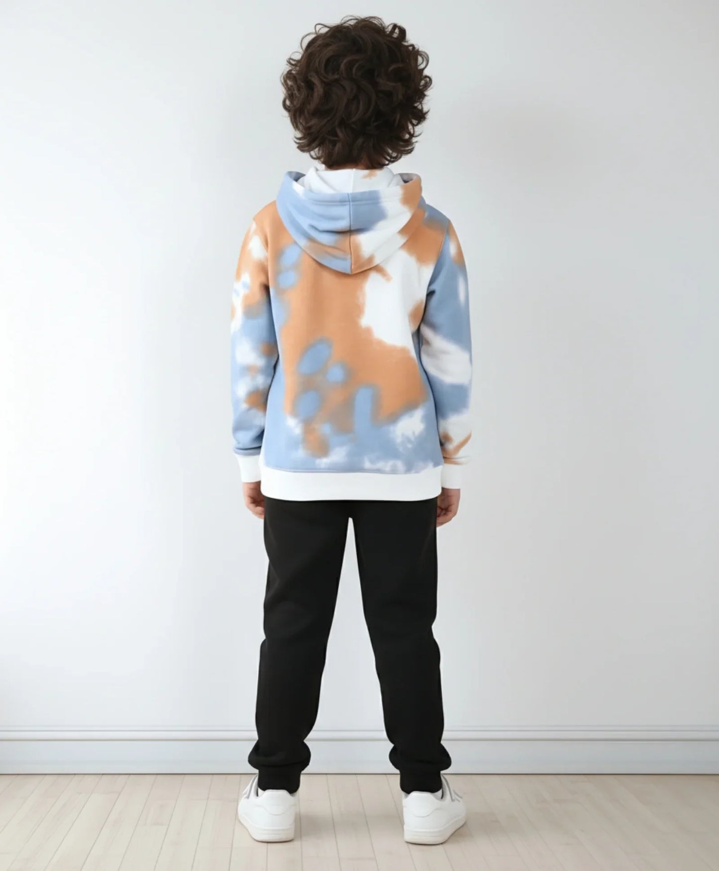 BLUE BROWN FLEECE HOODIE BLACK JOGGER SET - BROWN/BLACK