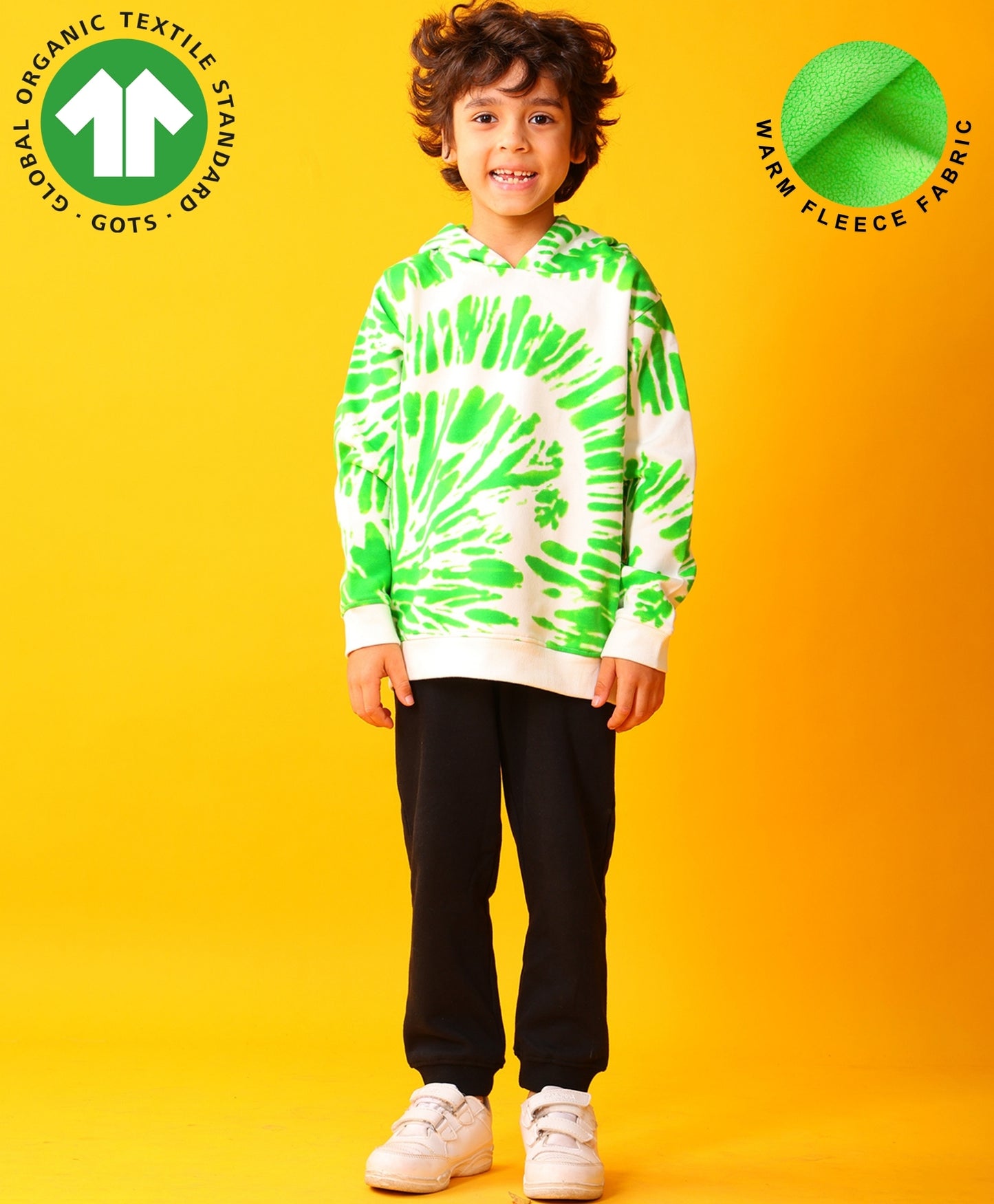GREEN SWIRL FLEECE HOODIE BLACK JOGGER SET - GREEN/BLACK