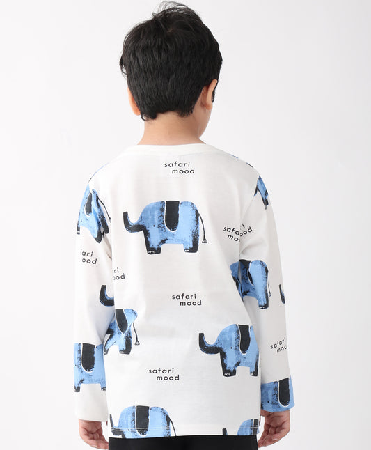 ELEPHANT LONG SLEEVE BOYS T-SHIRT -OFF WHITE