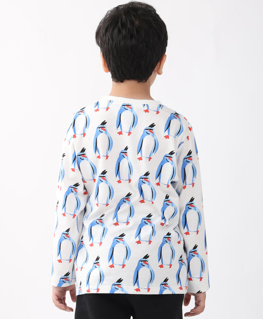 PENGUIN LONG SLEEVE BOYS T-SHIRT -OFF WHITE