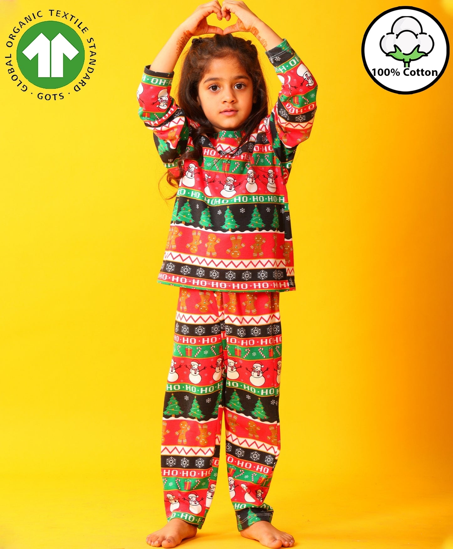 CHRISTMAS RED GIRLS LONG SLEEVE PYJAMA SET - RED