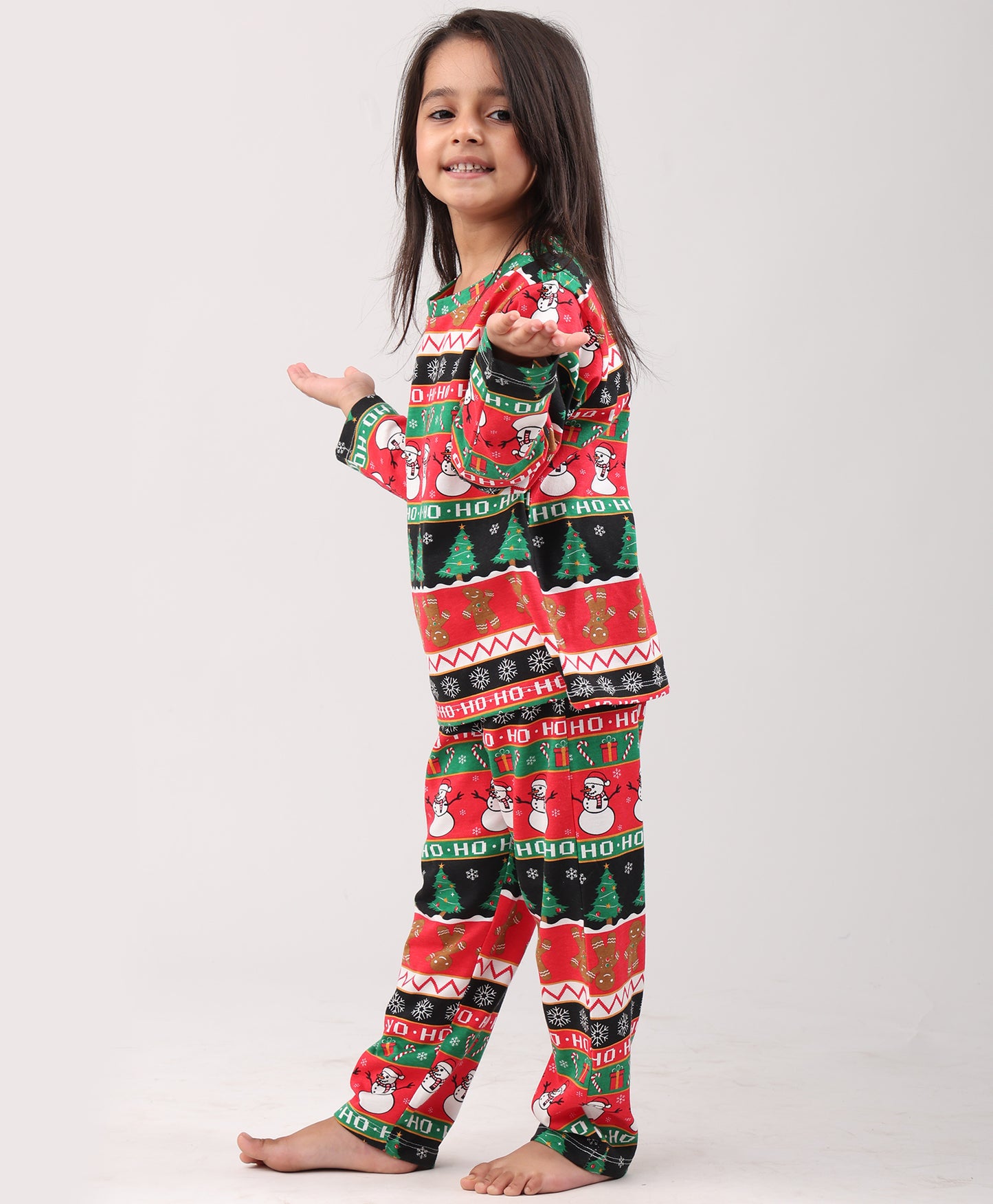 CHRISTMAS RED GIRLS LONG SLEEVE PYJAMA SET - RED