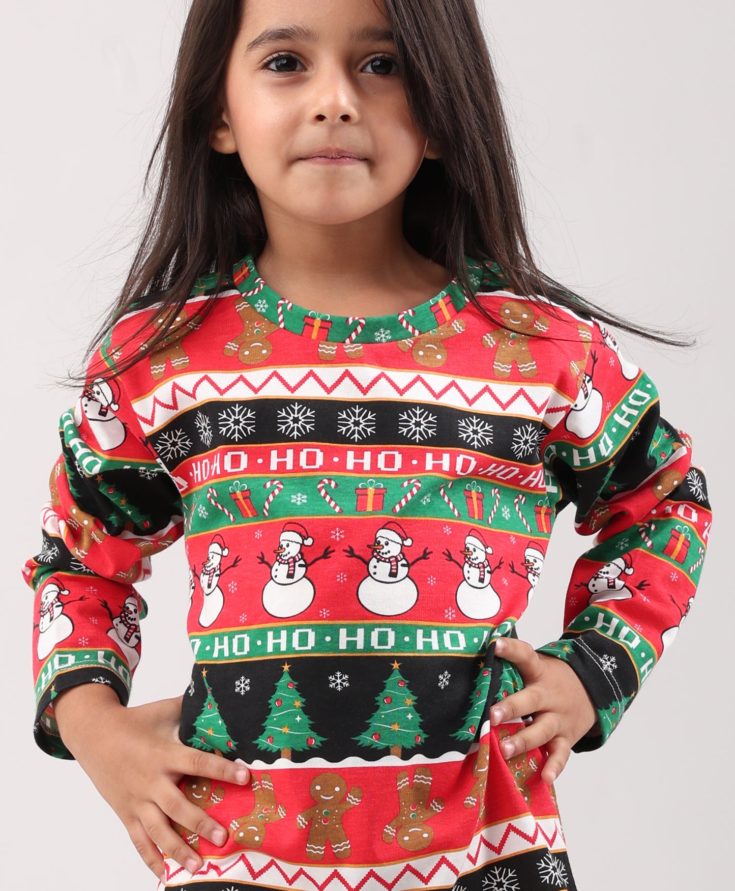 CHRISTMAS RED GIRLS LONG SLEEVE PYJAMA SET - RED
