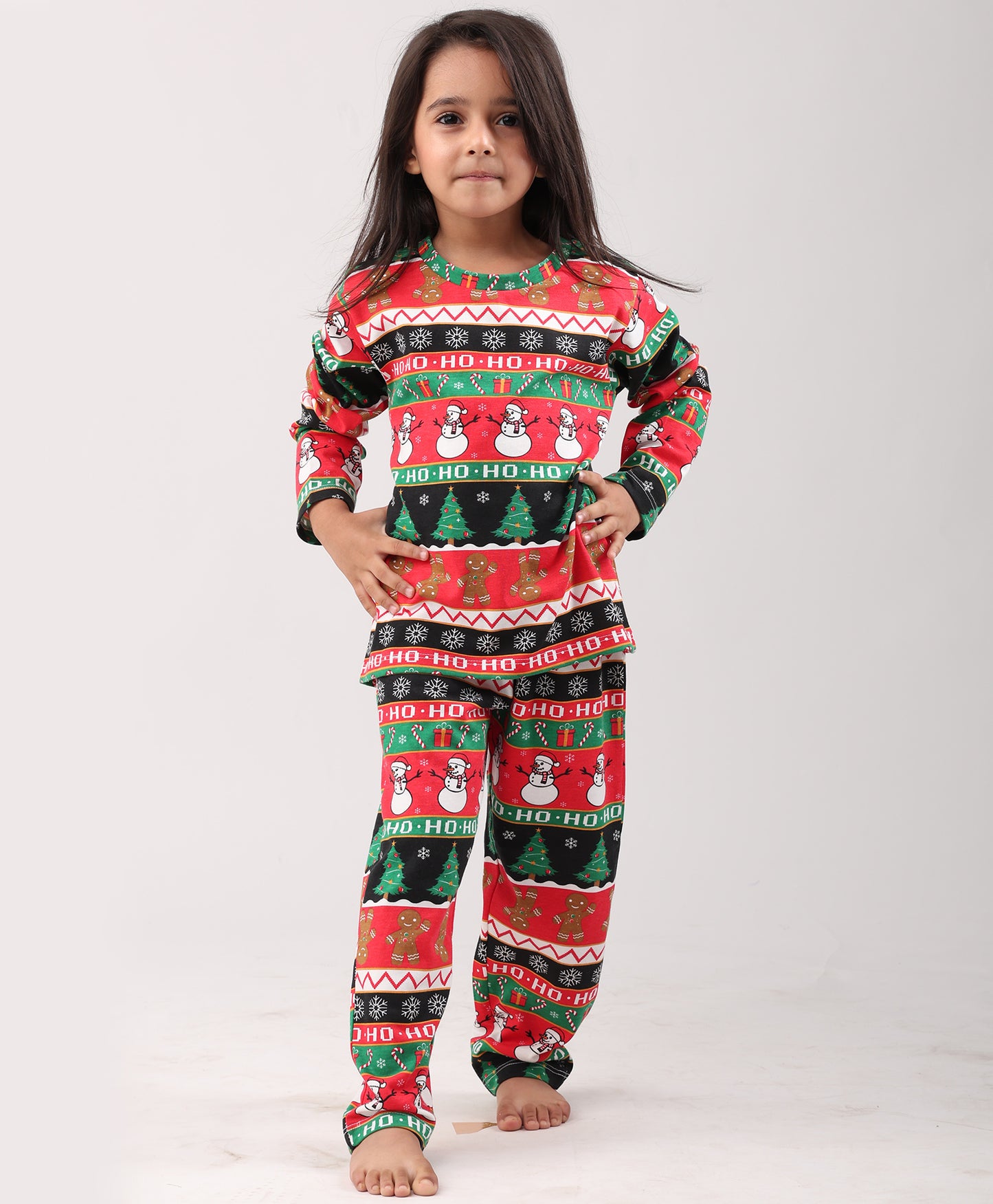 CHRISTMAS RED GIRLS LONG SLEEVE PYJAMA SET - RED