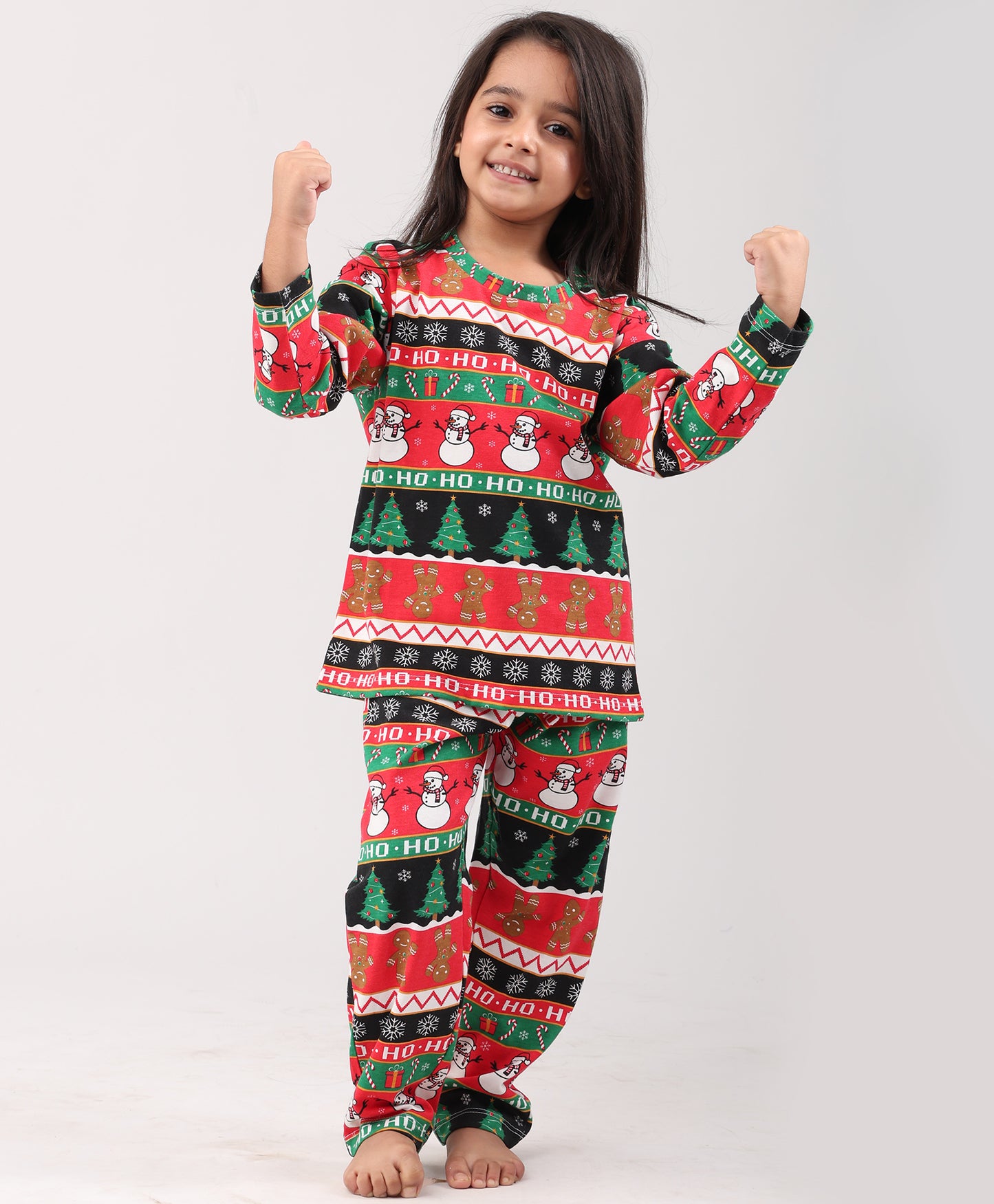 CHRISTMAS RED GIRLS LONG SLEEVE PYJAMA SET - RED