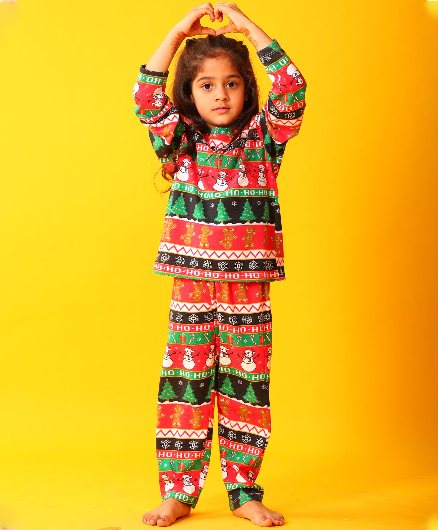 CHRISTMAS RED GIRLS LONG SLEEVE PYJAMA SET - RED