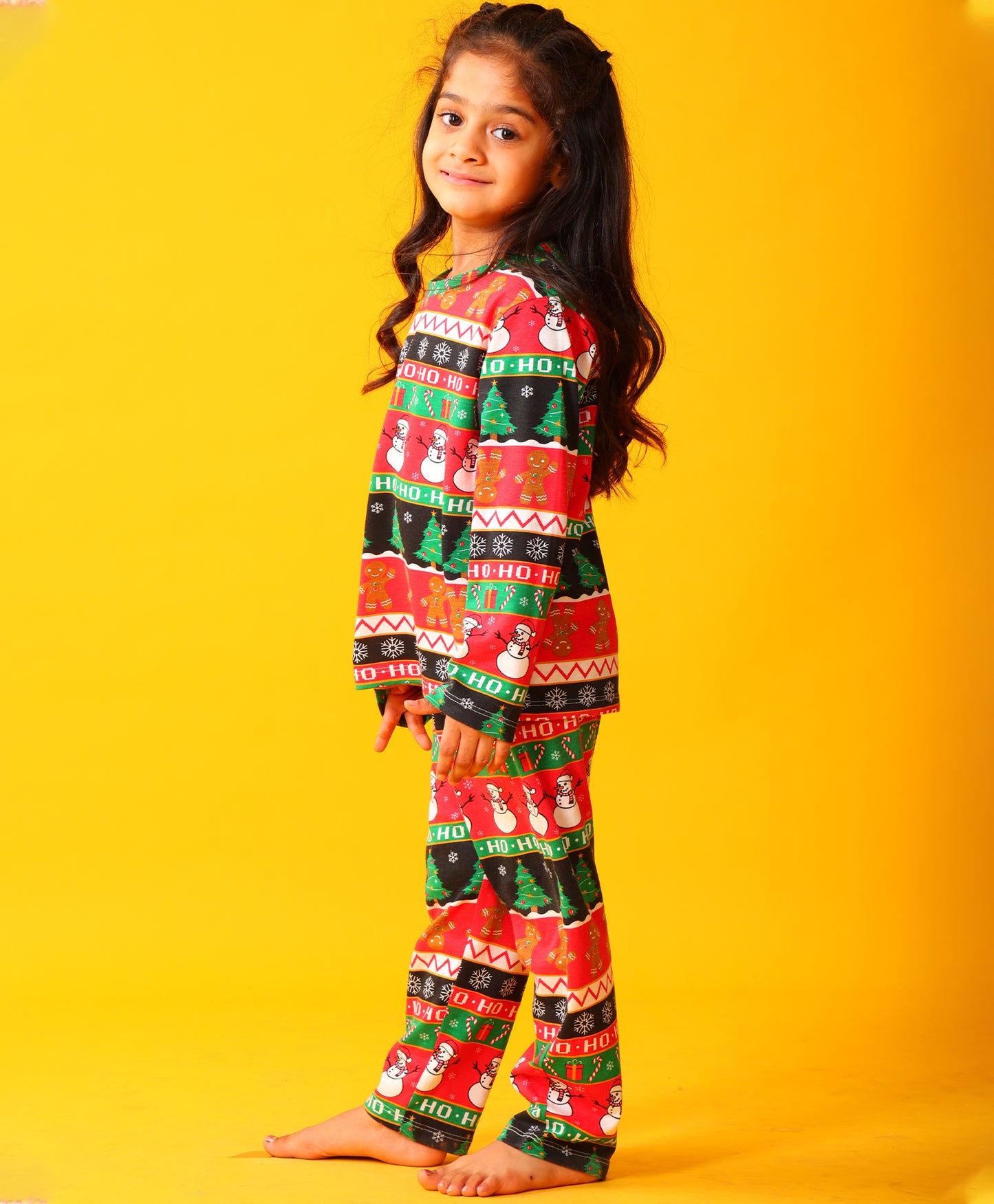 CHRISTMAS RED GIRLS LONG SLEEVE PYJAMA SET - RED