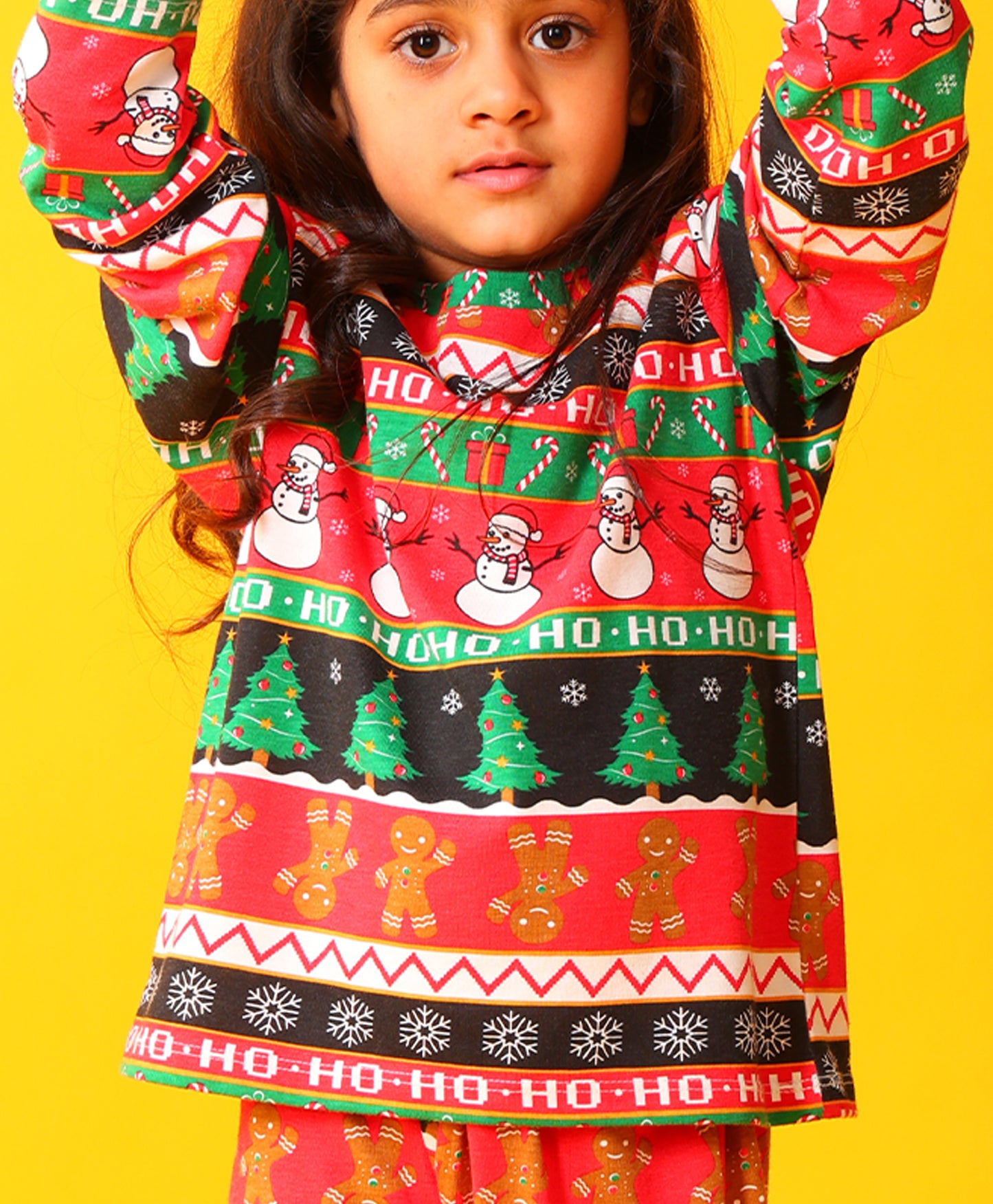 CHRISTMAS RED GIRLS LONG SLEEVE PYJAMA SET - RED