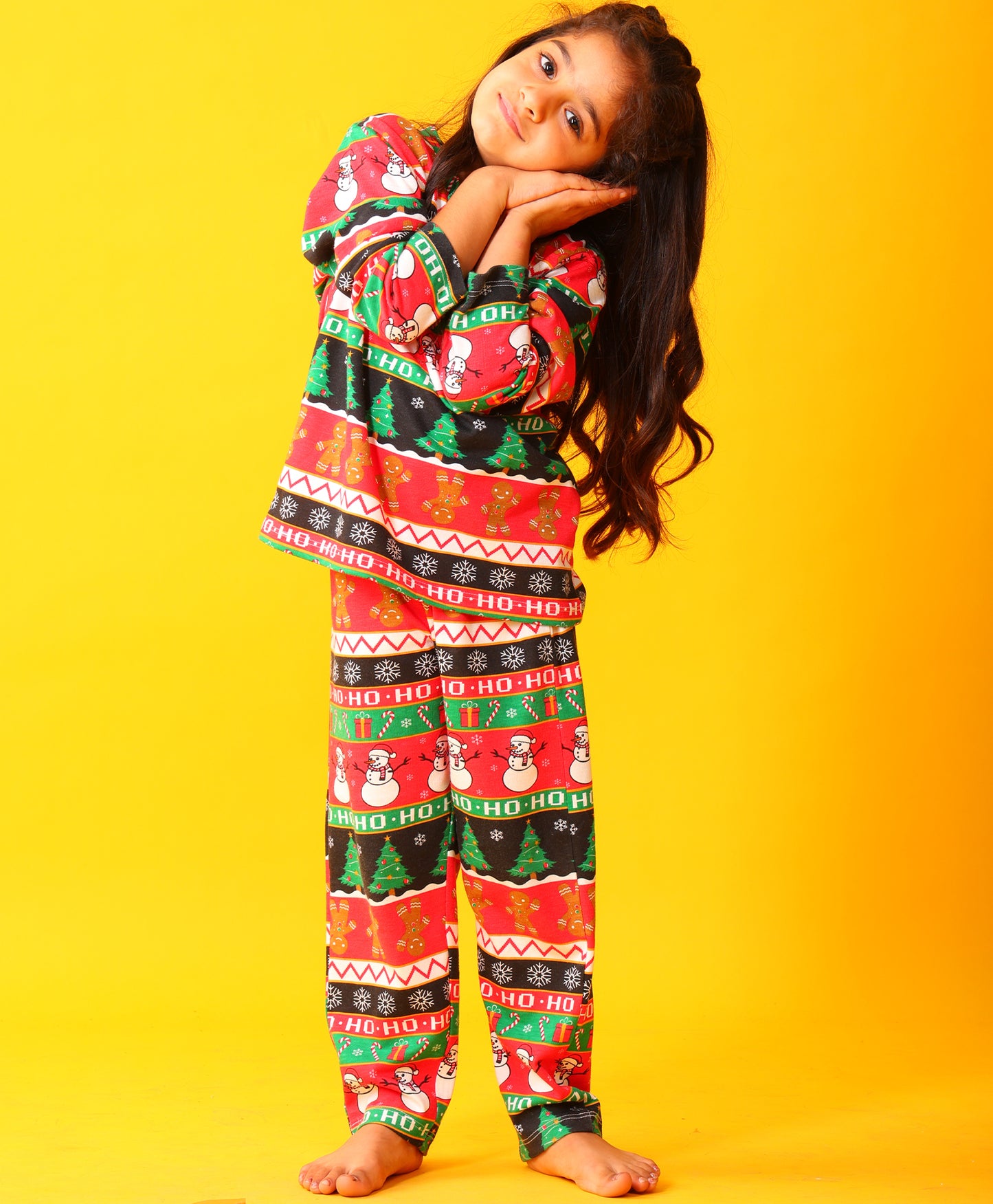 CHRISTMAS RED GIRLS LONG SLEEVE PYJAMA SET - RED