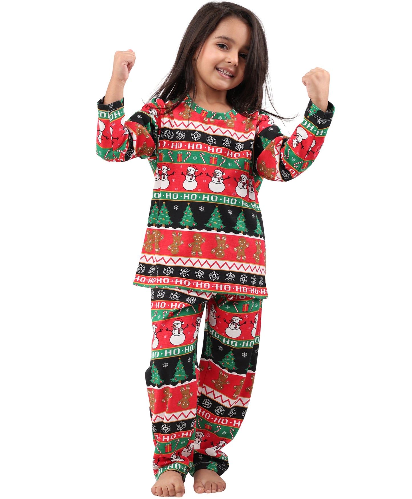 CHRISTMAS RED GIRLS LONG SLEEVE PYJAMA SET - RED