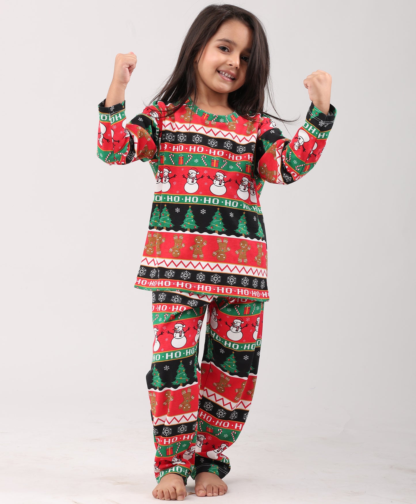 CHRISTMAS RED GIRLS LONG SLEEVE PYJAMA SET - RED