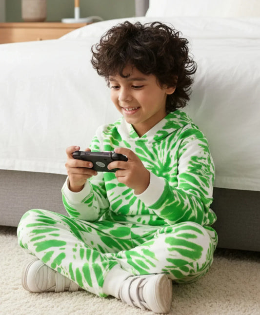 GREEN SWIRL BOYS FLEECE HOODIE JOGGER SET - GREEN - Anthrilo