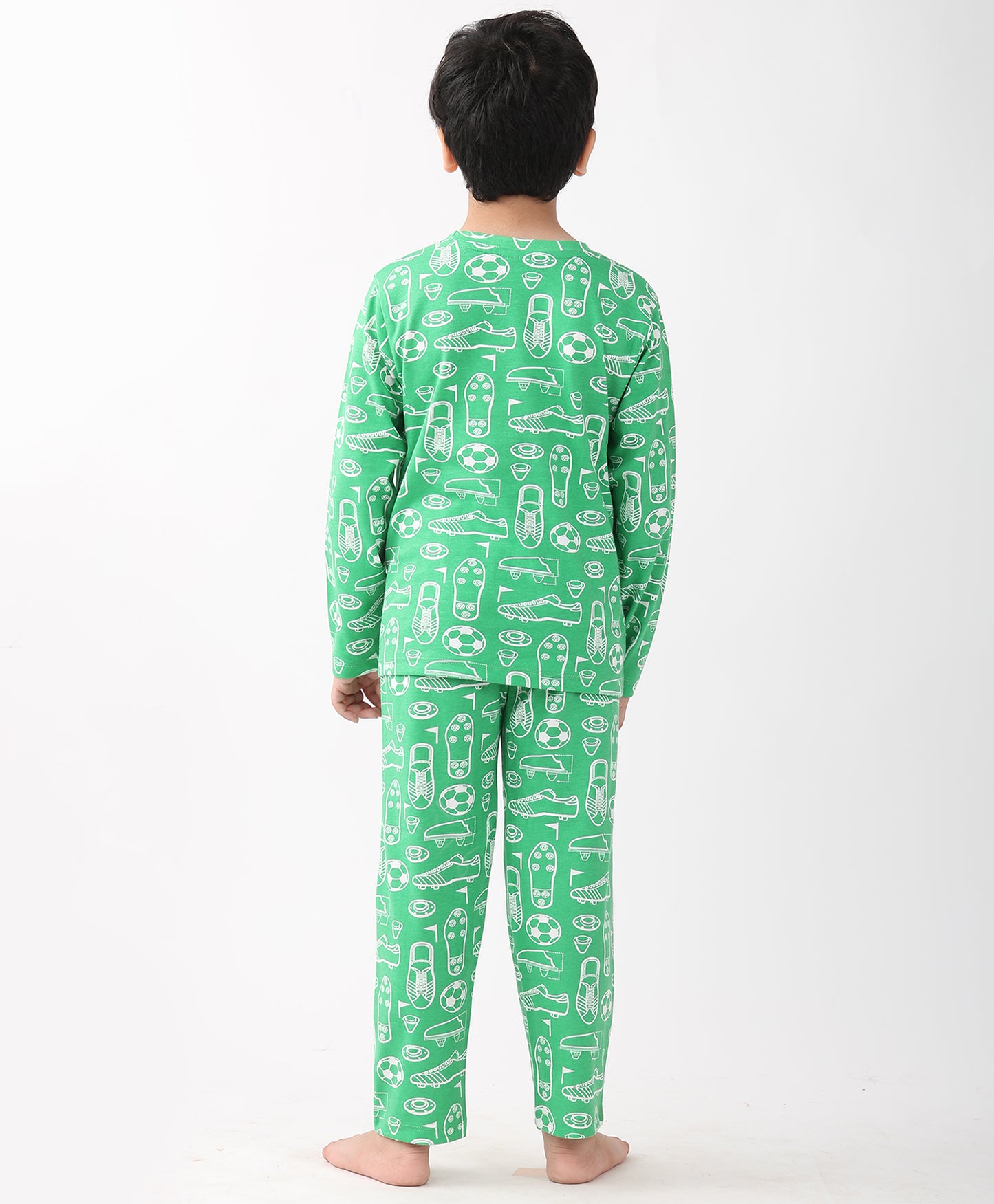 FOOTBALL SHOES GREEN LONG SLEEVE PYJAMA SET - GREEN