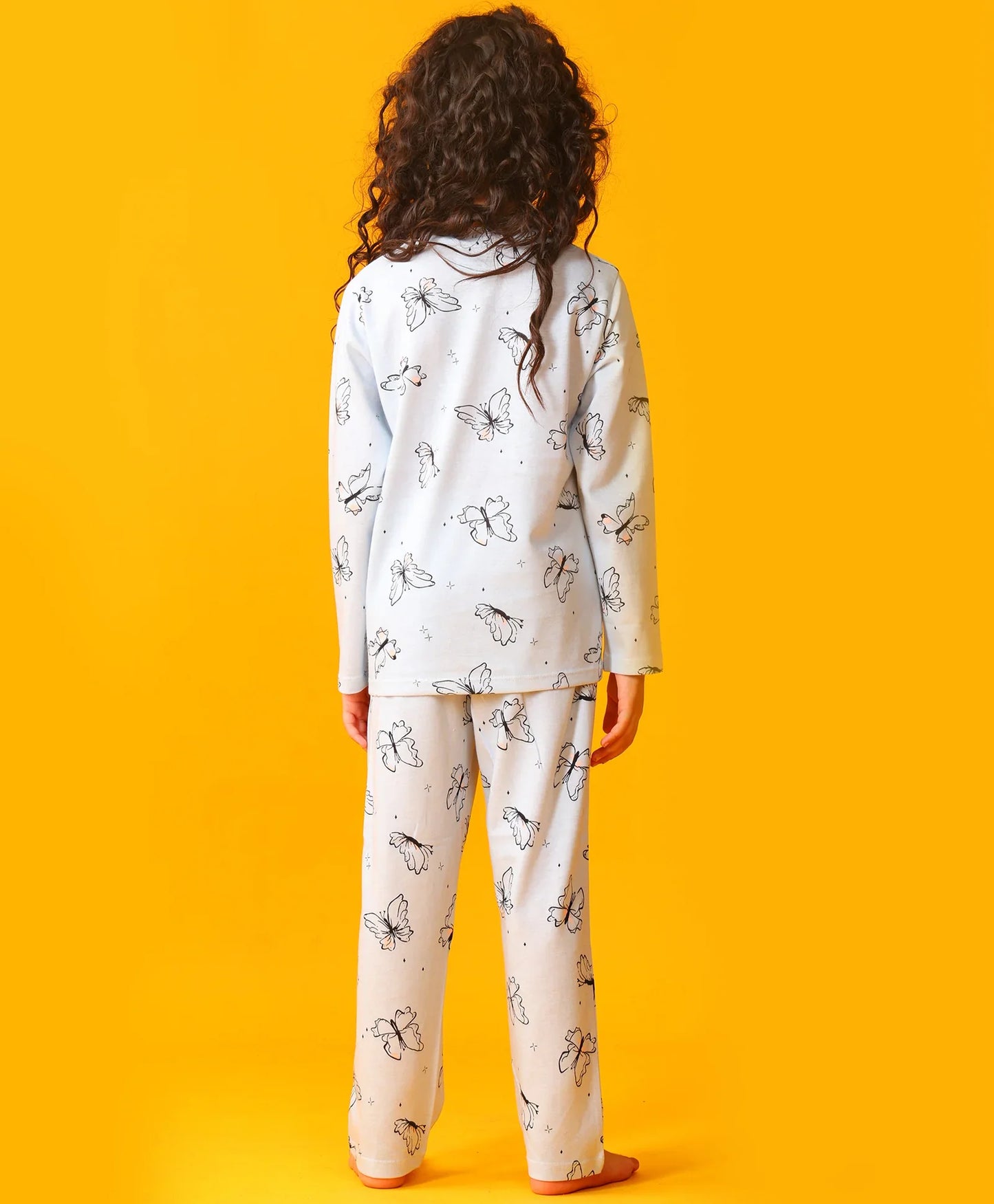 BLUE BUTTERFLY LONG SLEEVE PYJAMA SET - BLUE