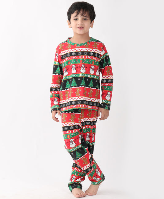 CHRISTMAS RED LONG SLEEVE PYJAMA SET - RED