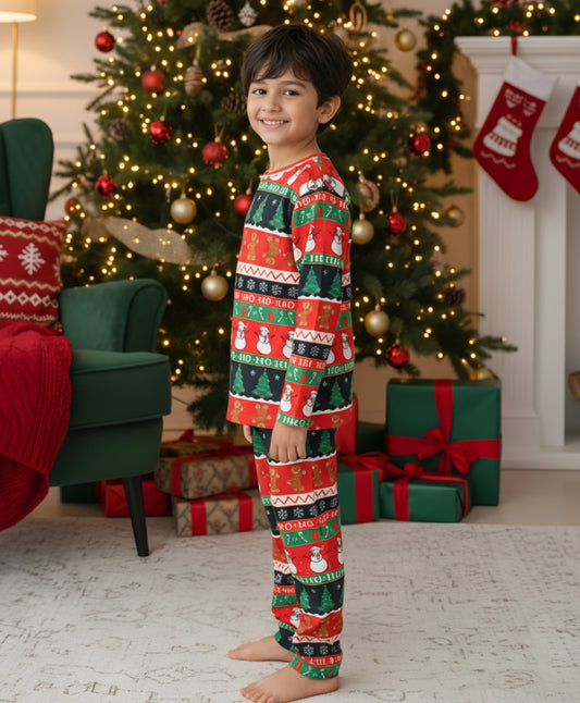 CHRISTMAS RED LONG SLEEVE PYJAMA SET - RED