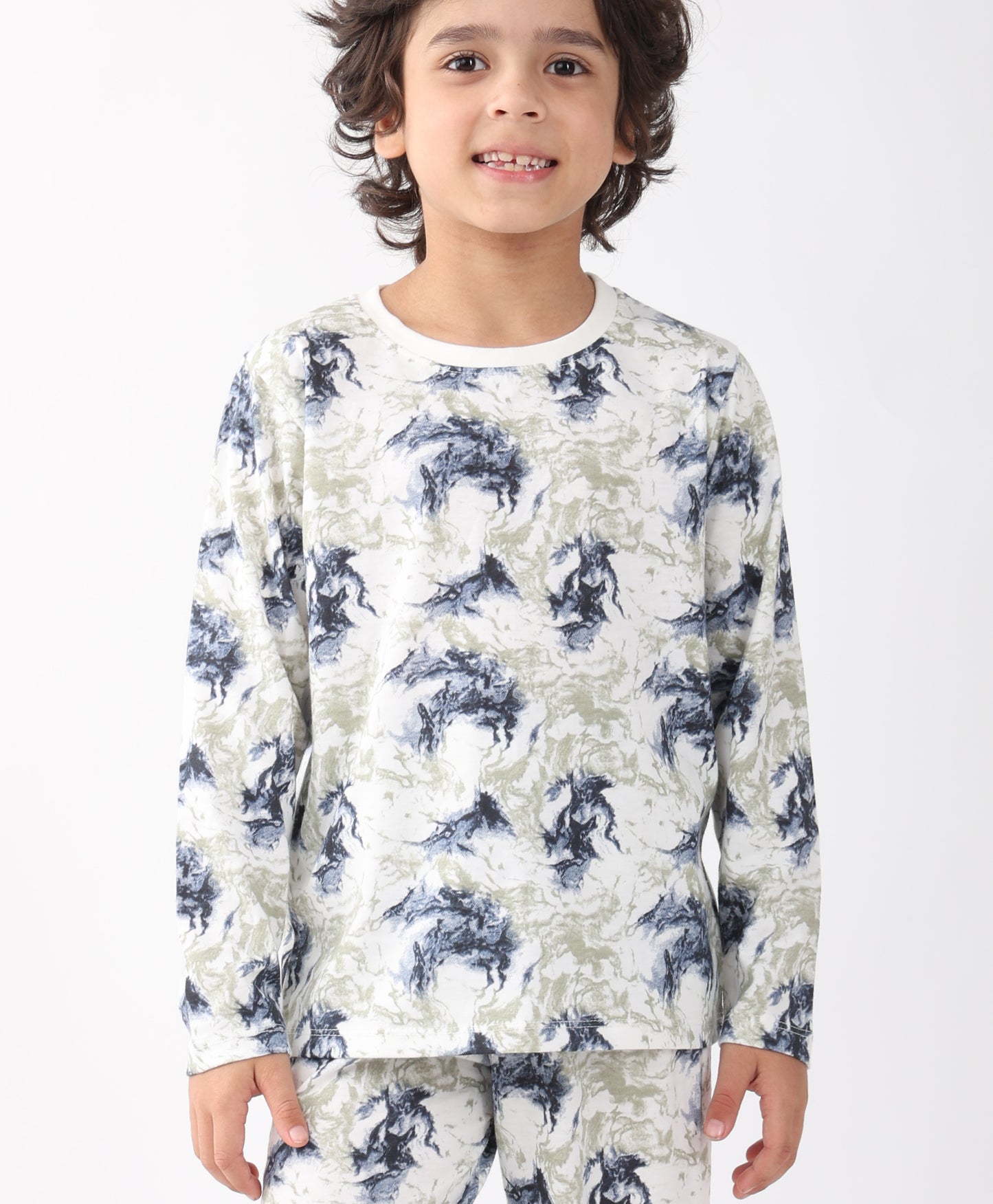 BLACK BLUE LIGHTING LONG SLEEVE PYJAMA SET - BLUE