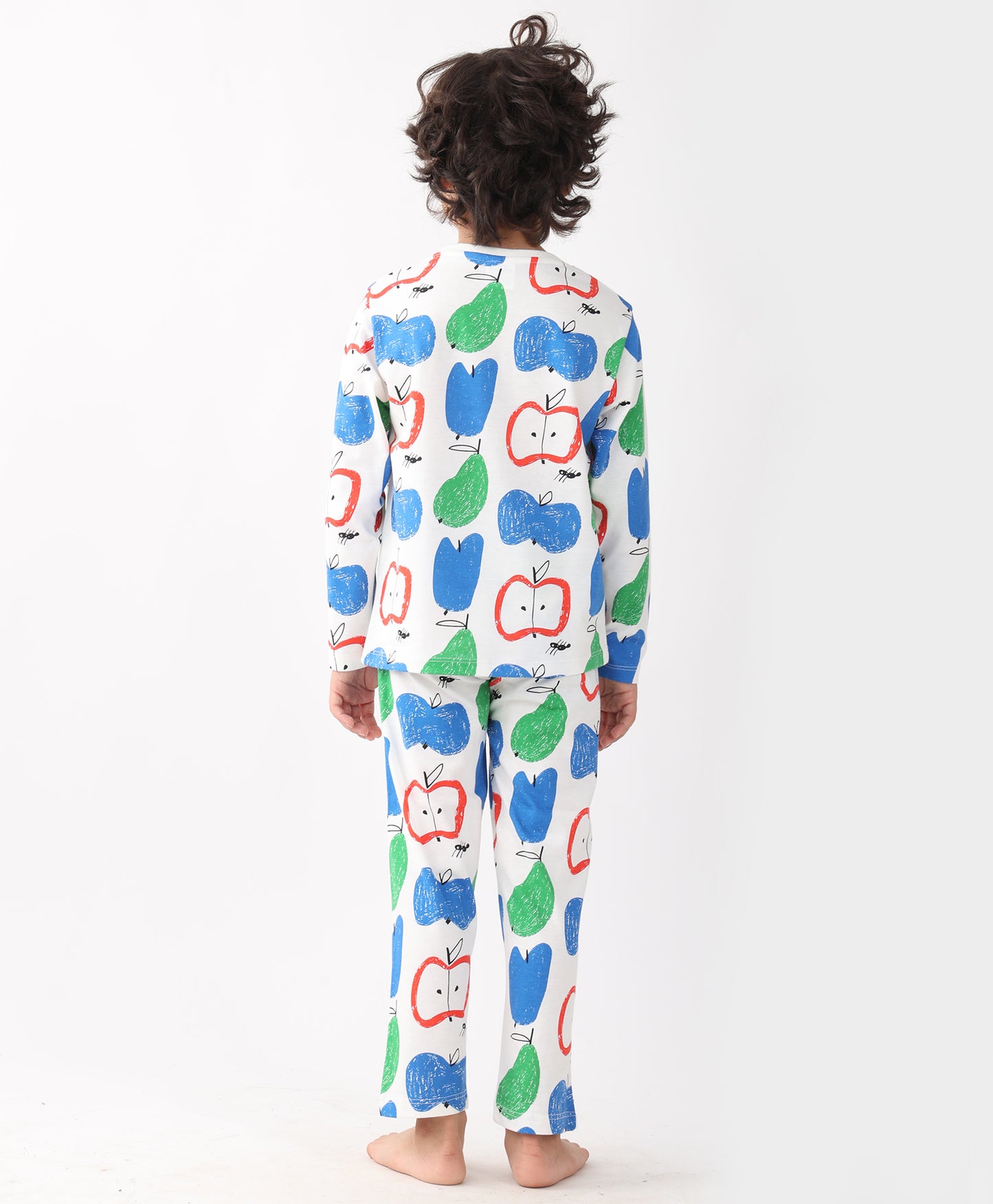 APPLE PEAR LONG SLEEVE PYJAMA SET -WHITE