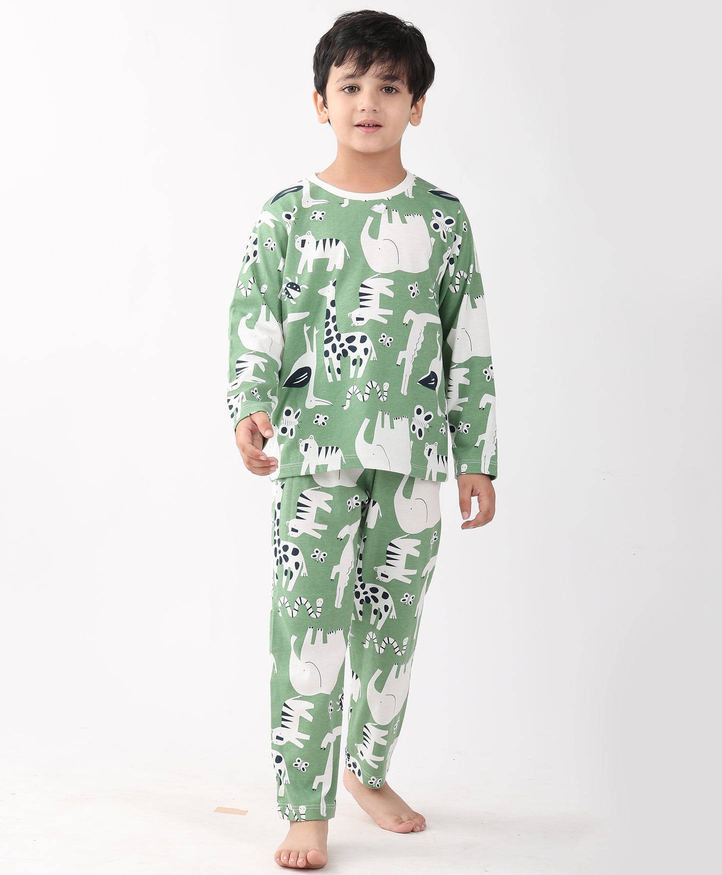 ANIMAL GREEN BOYS LONG SLEEVE PYJAMA SET - GREEN