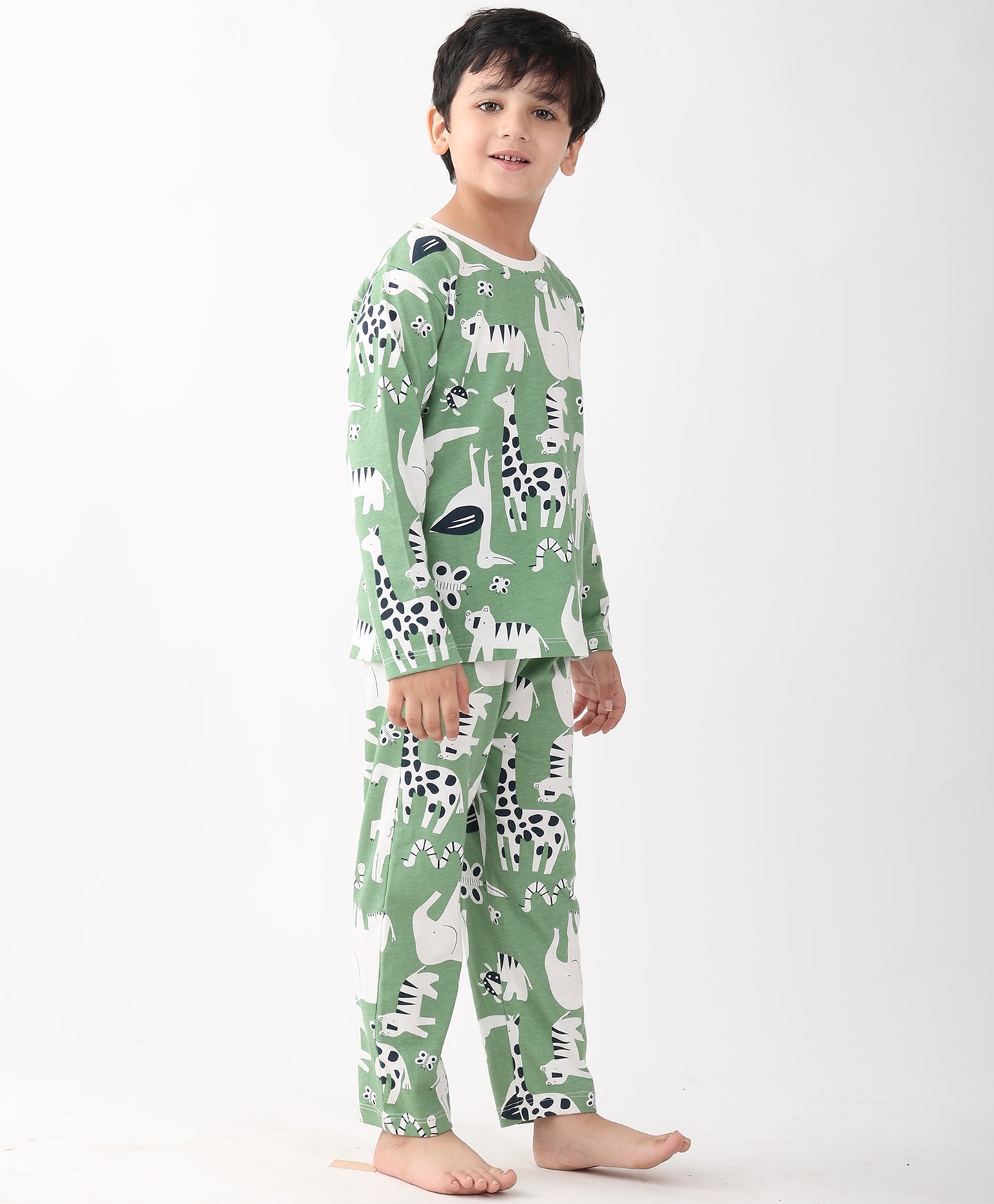 ANIMAL GREEN BOYS LONG SLEEVE PYJAMA SET - GREEN