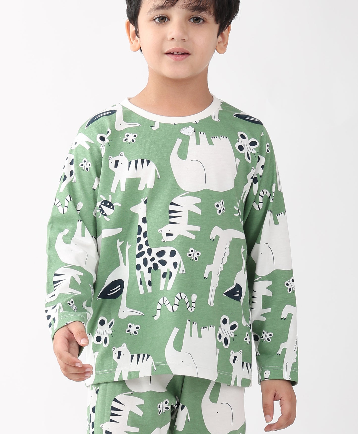 ANIMAL GREEN BOYS LONG SLEEVE PYJAMA SET - GREEN