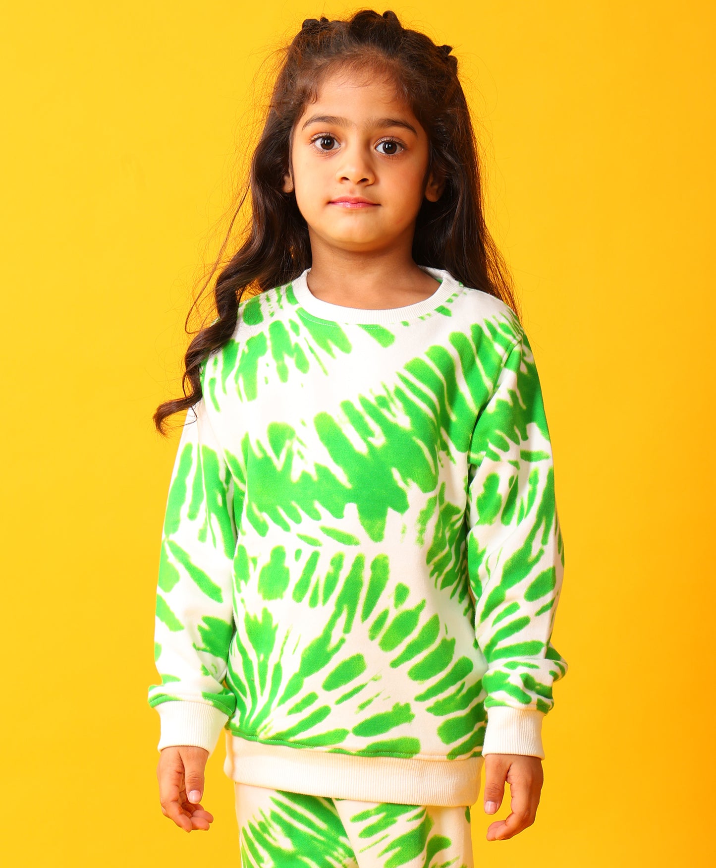 GREEN SWIRL GIRLS FLEECE SWEATSHIRT - GREEN