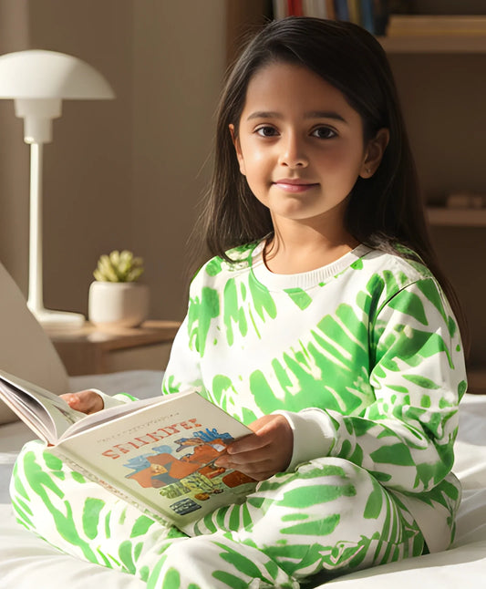 GREEN SWIRL GIRLS FLEECE SWEATSHIRT - GREEN