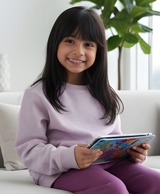 PURPLE MELANGE GIRLS FLEECE SWEATSHIRT - PURPLE