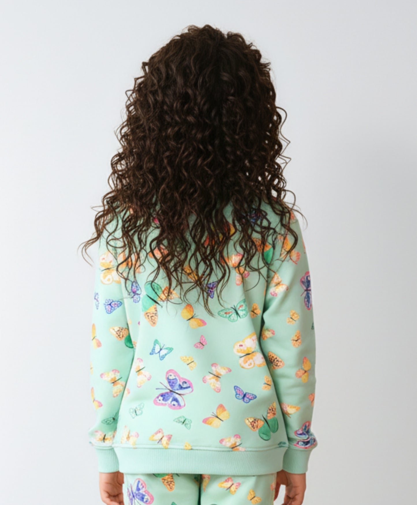 BUTTERFLY GREEN FLEECE GIRLS SWEATSHIRT - GREEN