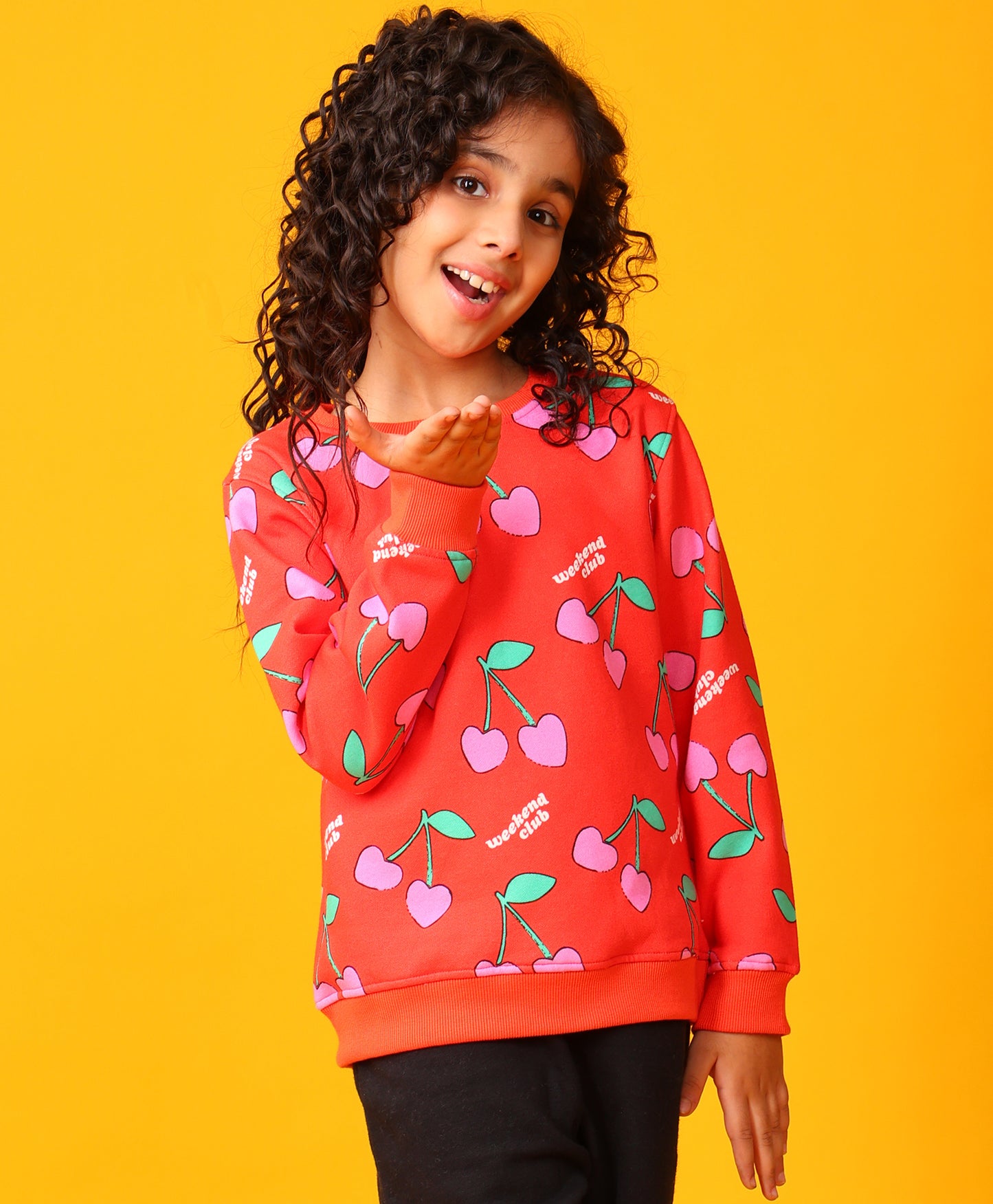 CHERRY RED FLEECE GIRLS SWEATSHIRT - RED