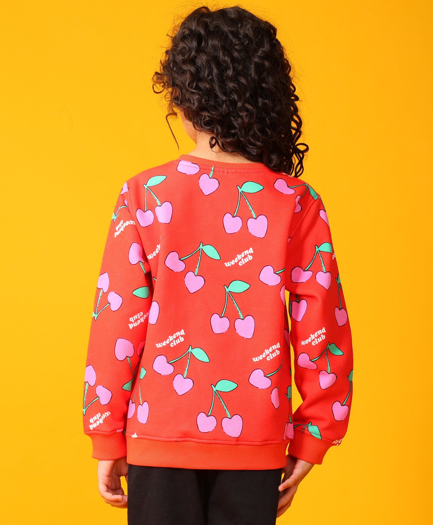 CHERRY RED FLEECE GIRLS SWEATSHIRT - RED