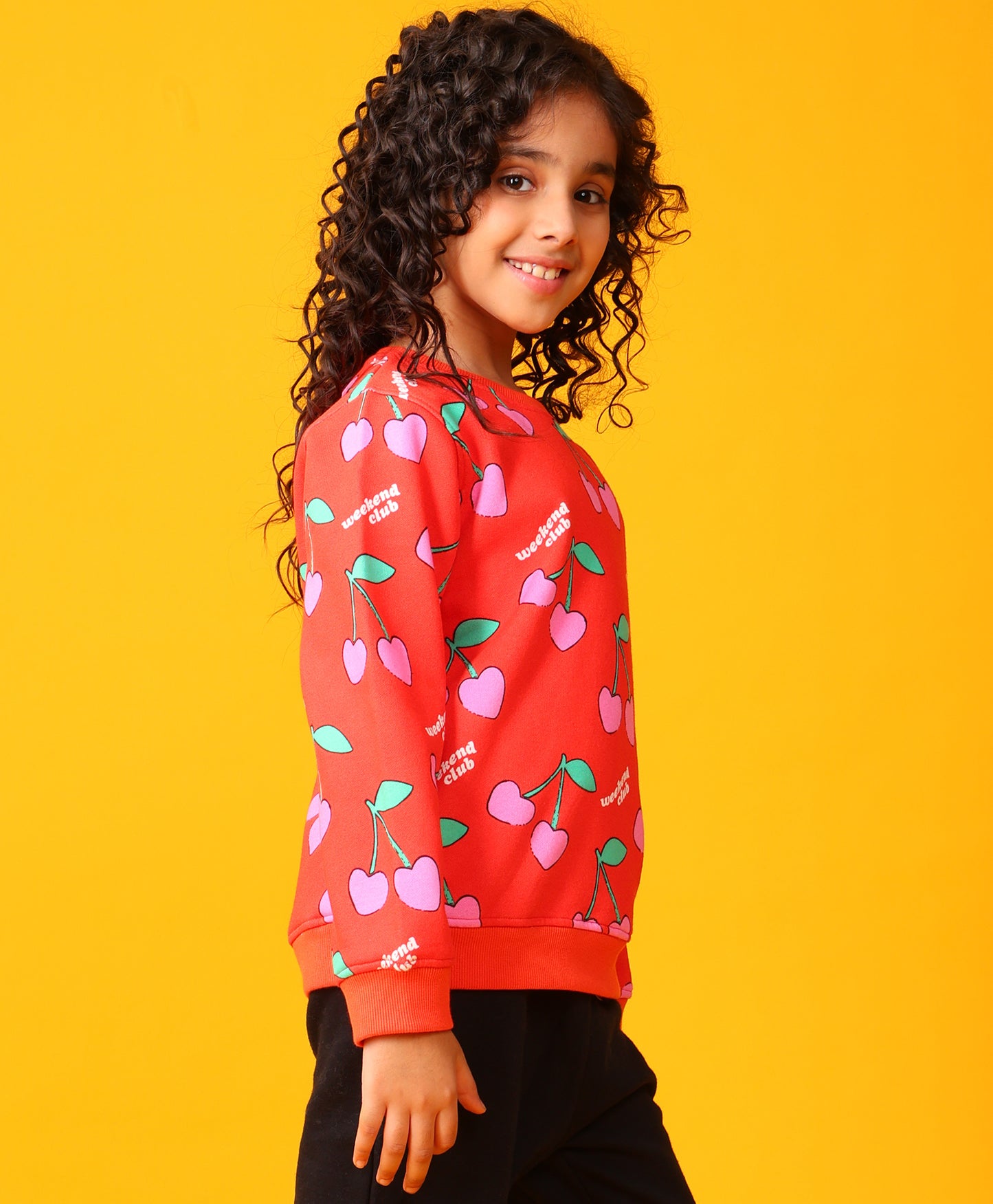CHERRY RED FLEECE GIRLS SWEATSHIRT - RED