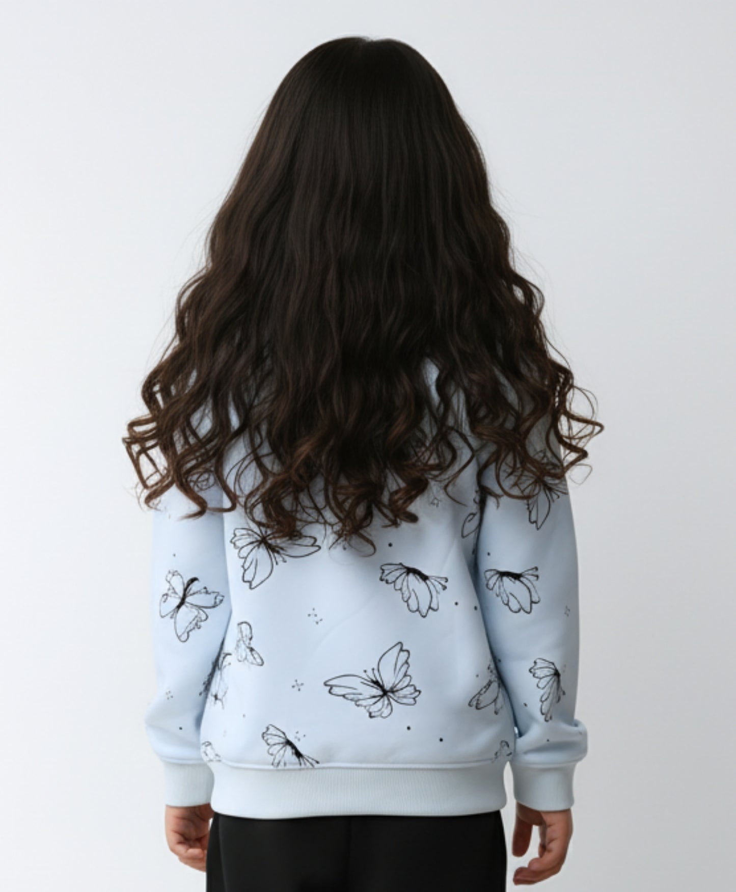BLUE BUTTERFLY FLEECE GIRLS SWEATSHIRT - BLUE